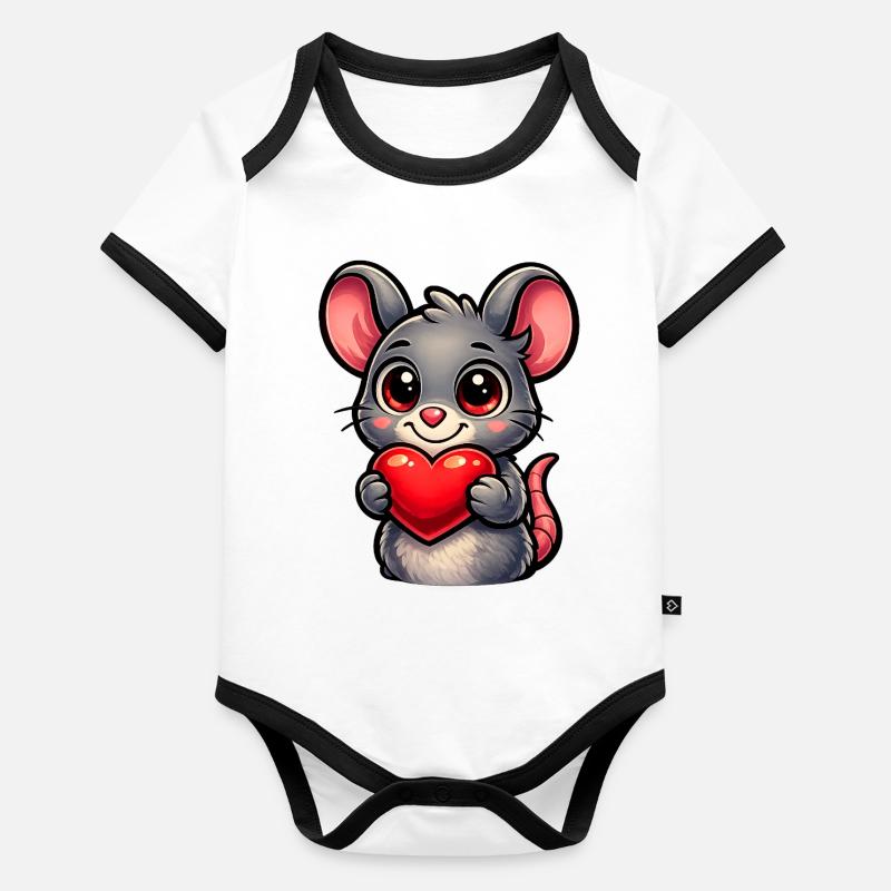 Souris mignonne Body Bébé bio contrasté manches courtes
