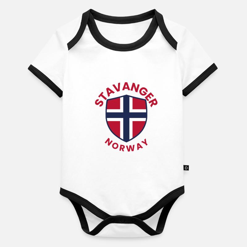 Stavanger-Wappen Norwegen Baby Bio-Kurzarm-Kontrastbody