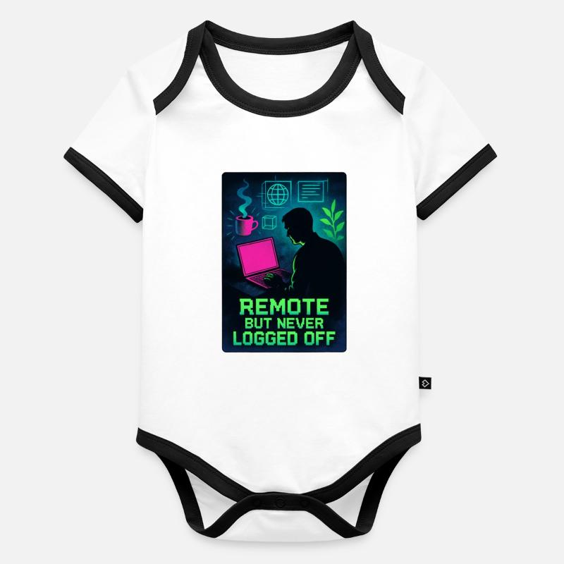 Connected teleworker H24 design neon cyber Organic Baby Contrasting Bodysuit