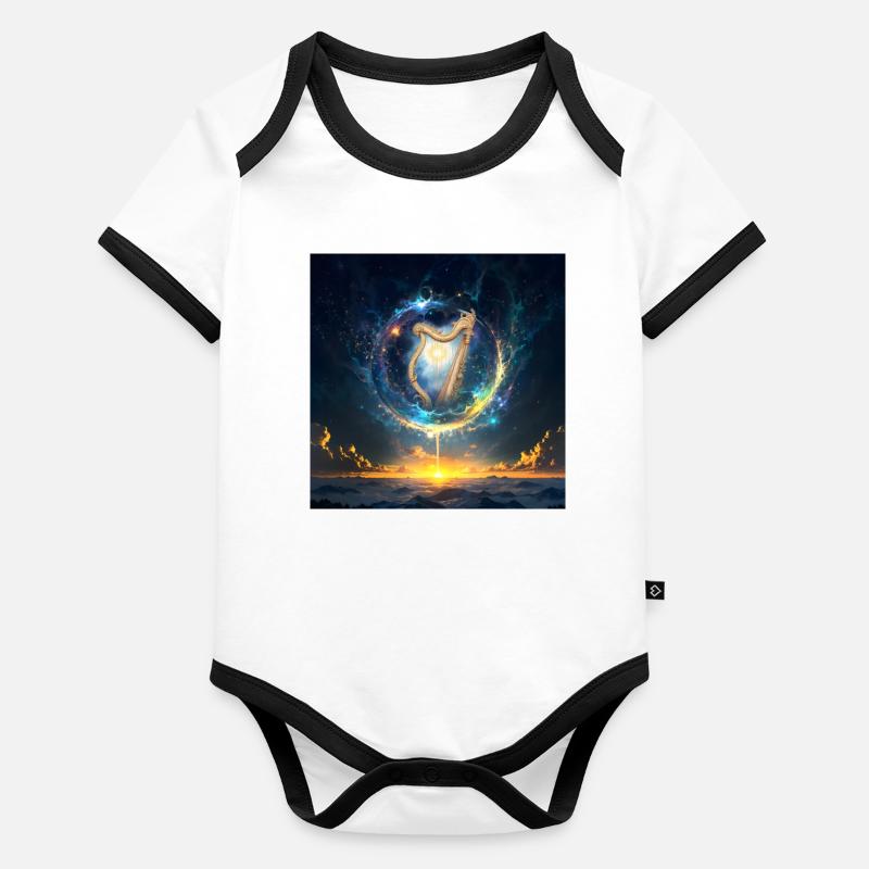 Harfe in Cosmic Dawn Baby Bio-Kurzarm-Kontrastbody