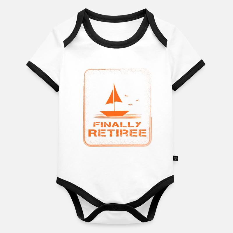Endlich Ruhestand Segelboot Rente Rentner Baby Bio-Kurzarm-Kontrastbody