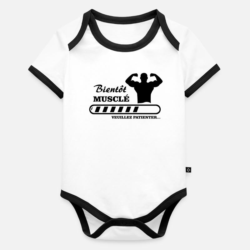 bientôt musclé  Body Bébé bio contrasté manches courtes