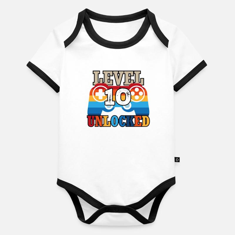 10th Birthday Gamer Organic Baby Contrasting Bodysuit