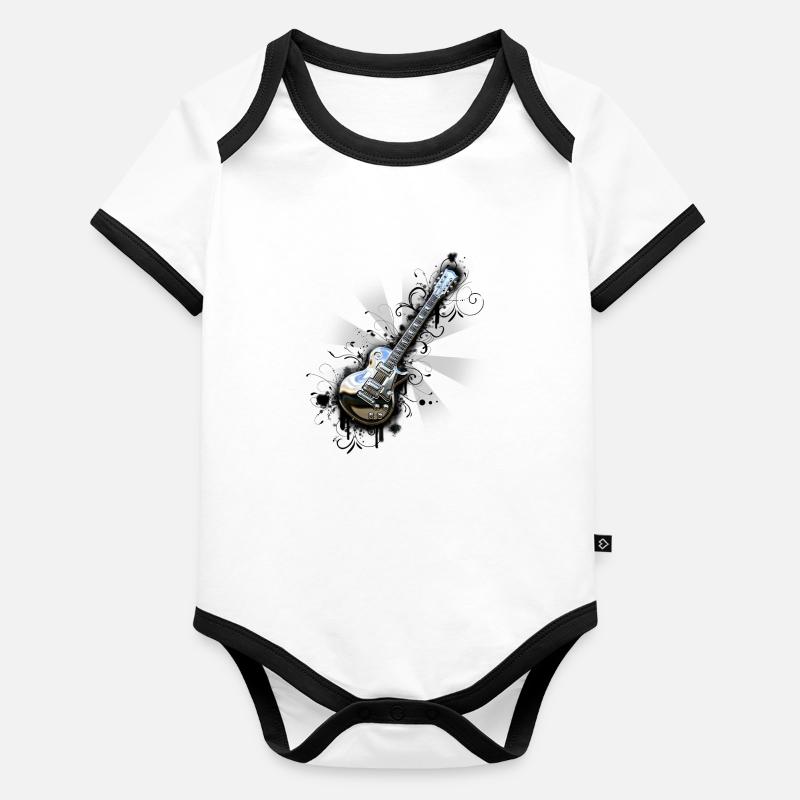 Chromglänzende Gitarre Baby Bio-Kurzarm-Kontrastbody