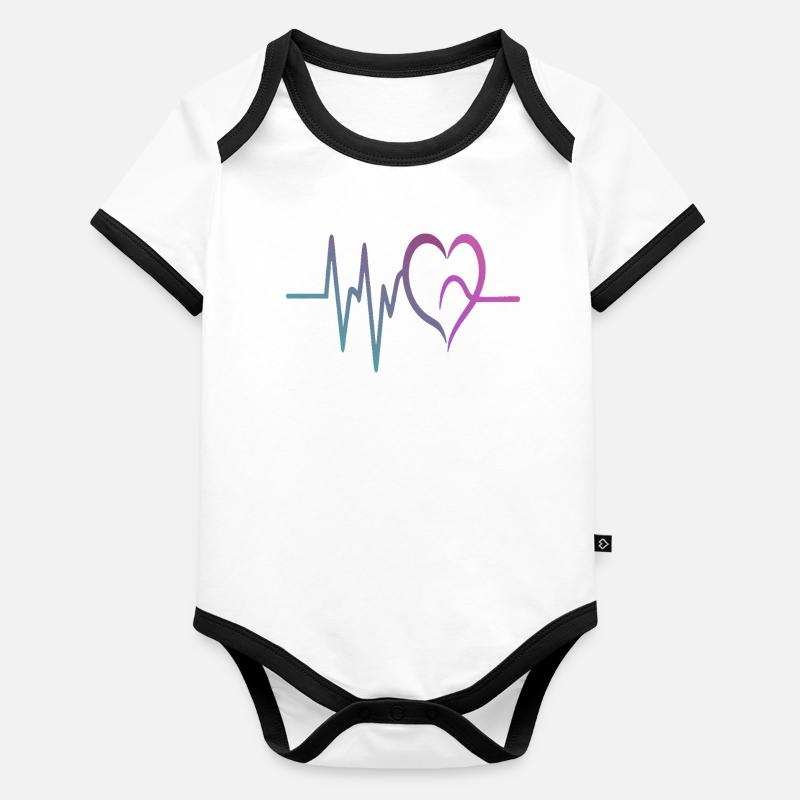 Cœur ECG à gradient Body Bébé bio contrasté manches courtes
