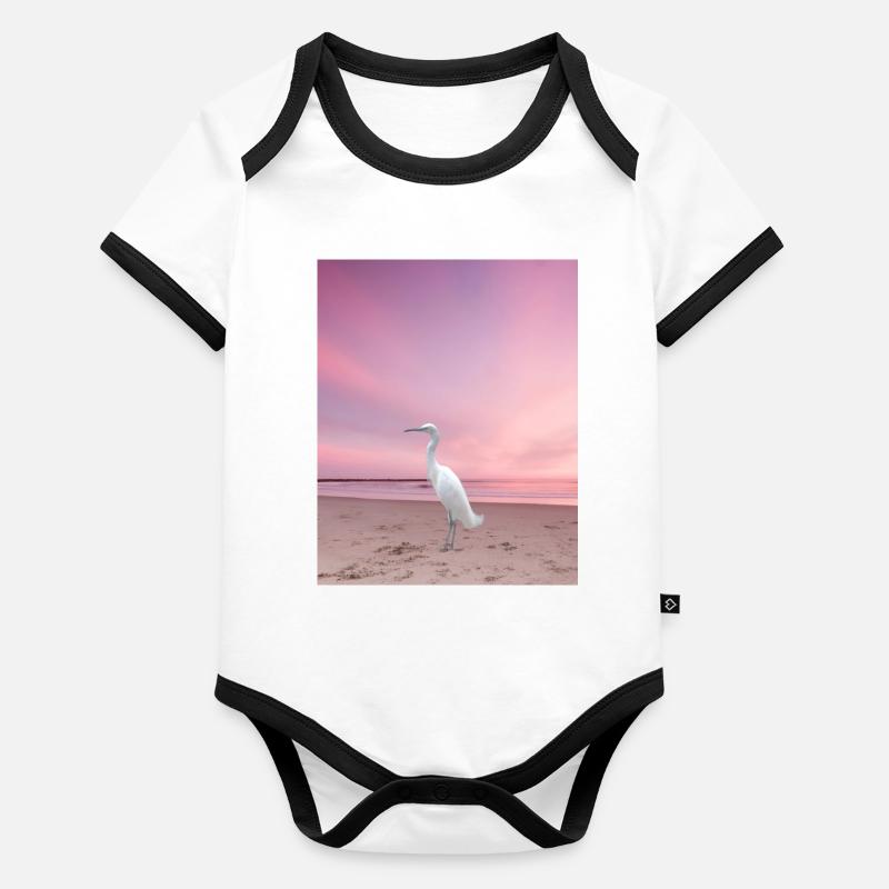 Der Star "Der Weiße Flamingo" Baby Bio-Kurzarm-Kontrastbody