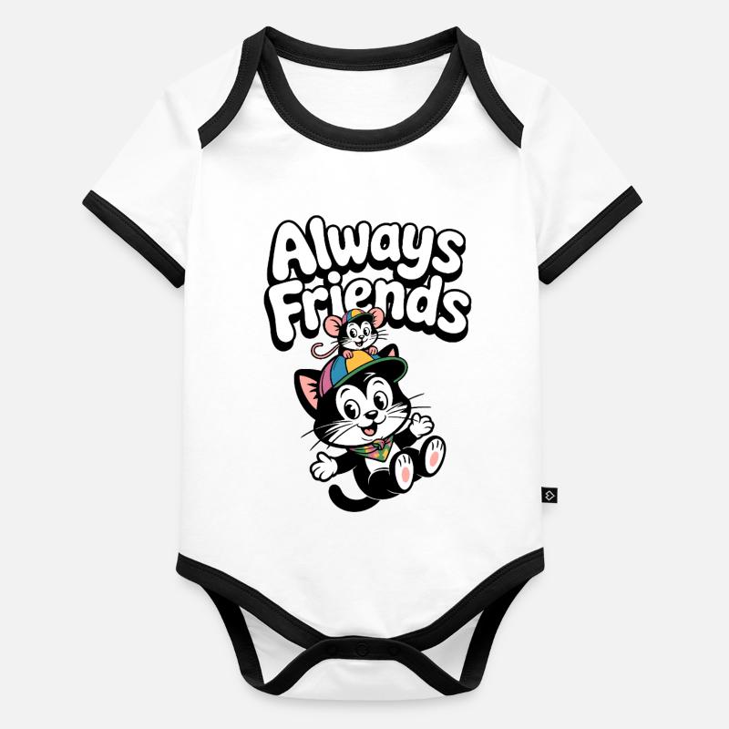 Always Friends Katze und Maus Baby Bio-Kurzarm-Kontrastbody