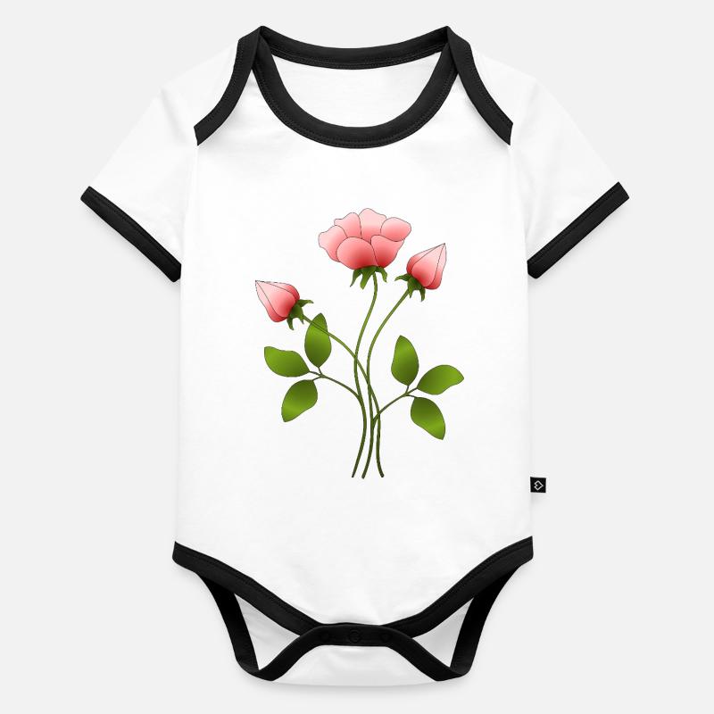 Fleur Body Bébé bio contrasté manches courtes