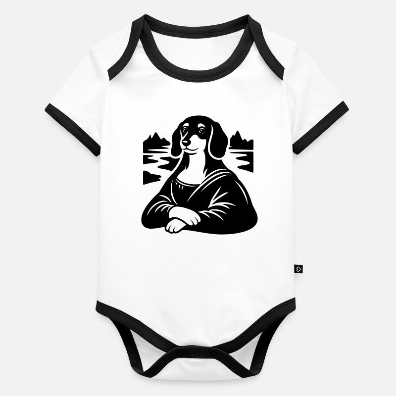 Portrait de Lisa teckel Body Bébé bio contrasté manches courtes