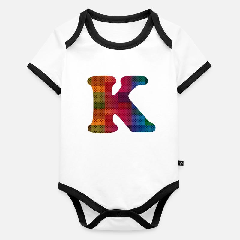 Lettre K - Body Bébé bio contrasté manches courtes - 