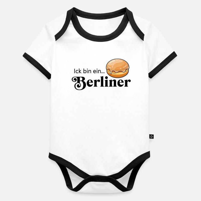 Ick bin ein Berliner Statement Kult Kostüm - Baby Bio-Kurzarm-Kontrastbody -