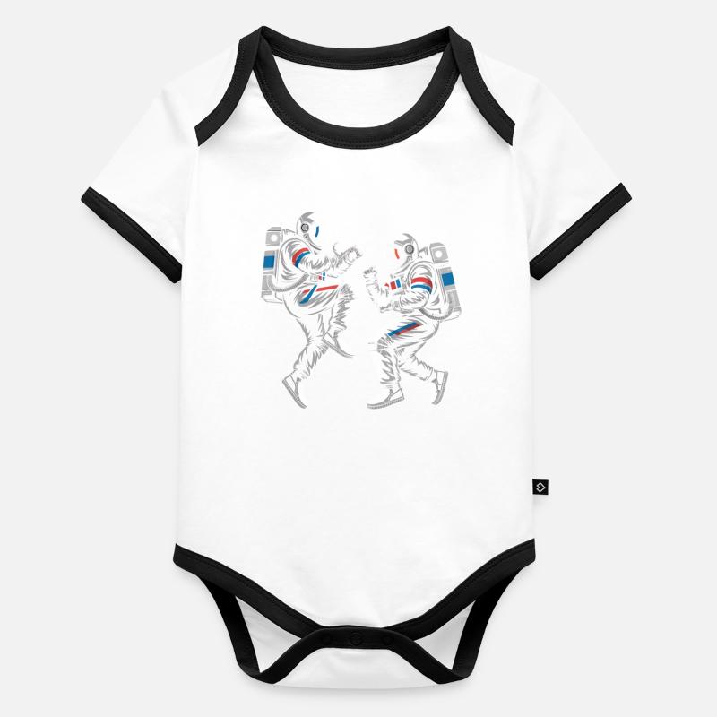 Astronaut duels in retro style Organic Baby Contrasting Bodysuit