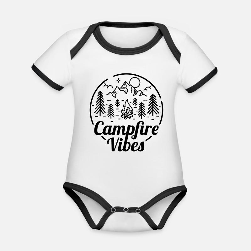 Ambiance de feu de camp - Body Bébé bio contrasté manches courtes - blanc/noir