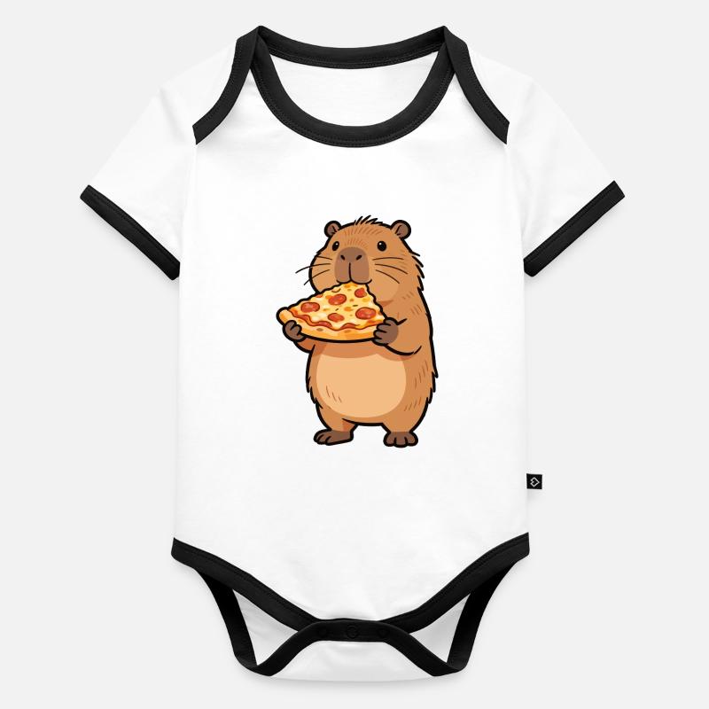 Pizza Hamster Motif Body Bébé bio contrasté manches courtes
