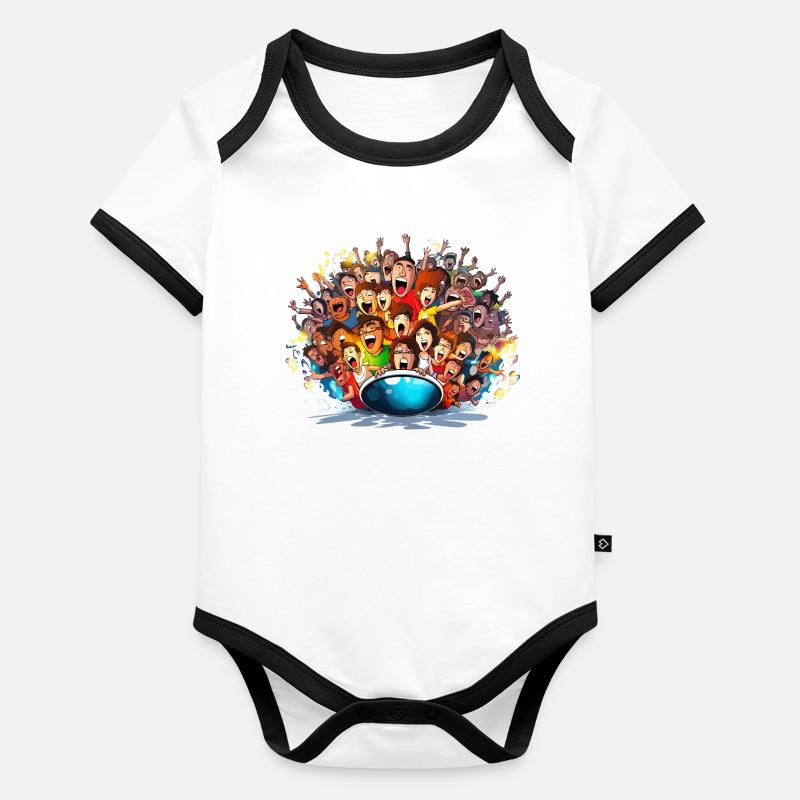 Cheering crowds on boat Organic Baby Contrasting Bodysuit