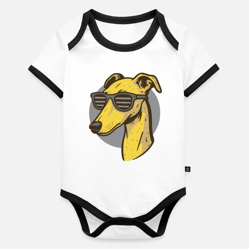 Lévrier, Galgo Body Bébé bio contrasté manches courtes