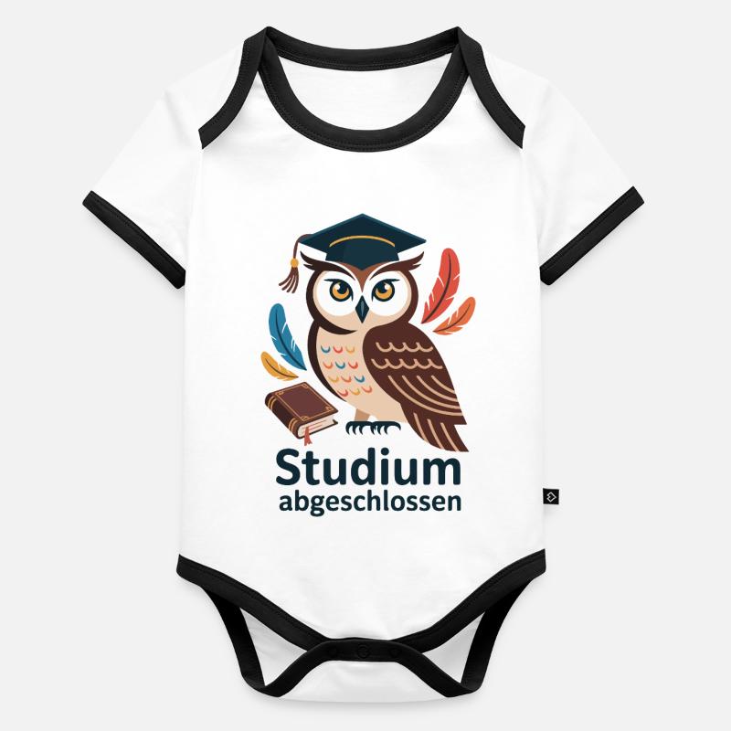 Eulenabschluss mit bunten Federn Baby Bio-Kurzarm-Kontrastbody
