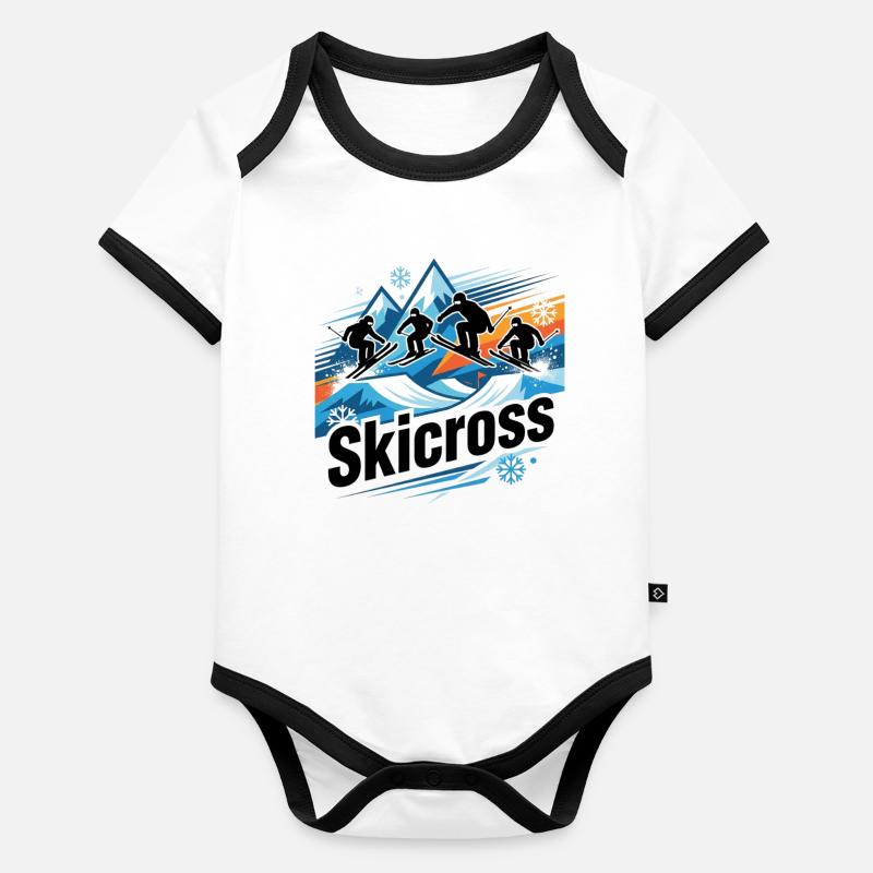 Action de course de skicross dans la neige Body Bébé bio contrasté manches courtes