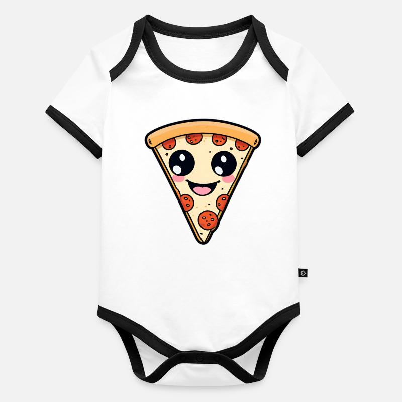 Kawaii Pizza Slice Organic Baby Contrasting Bodysuit
