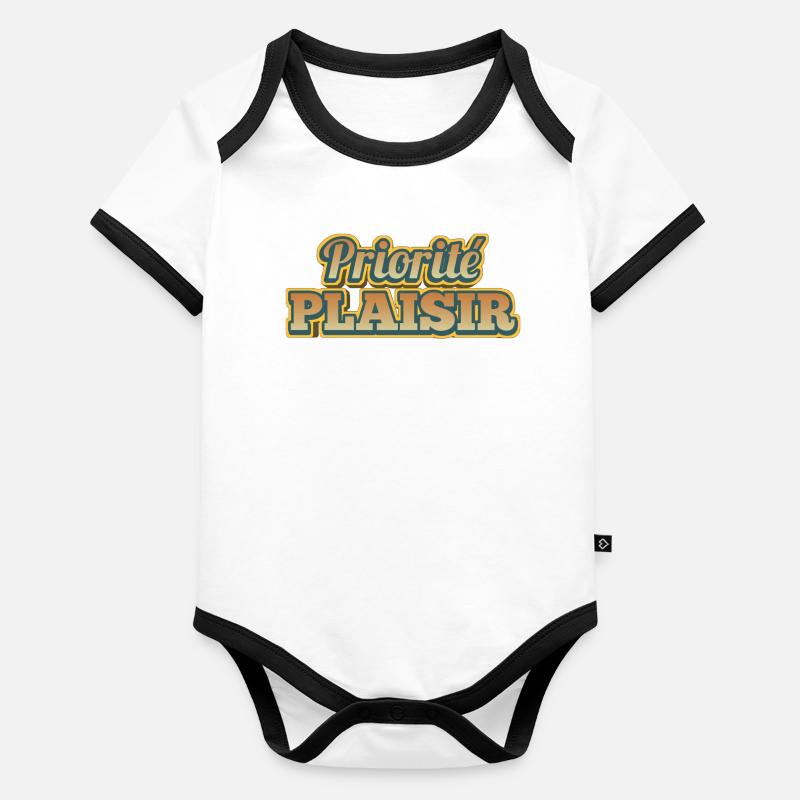 Priorité Plaisir Vintage Rétro Body Bébé bio contrasté manches courtes