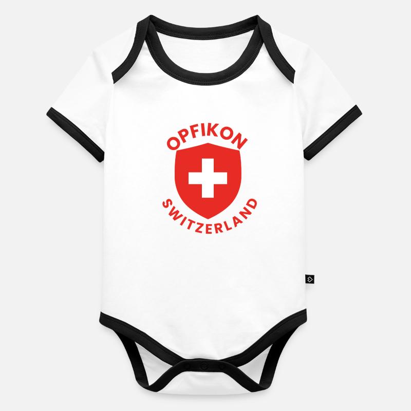 Logo du Bouclier Opfikon Suisse Body Bébé bio contrasté manches courtes