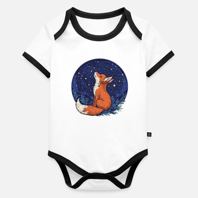 Renard et étoiles Body Bébé bio contrasté manches courtes