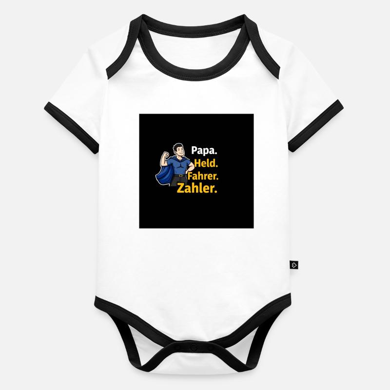 Dad Hero Driver Counter Cartoon Organic Baby Contrasting Bodysuit