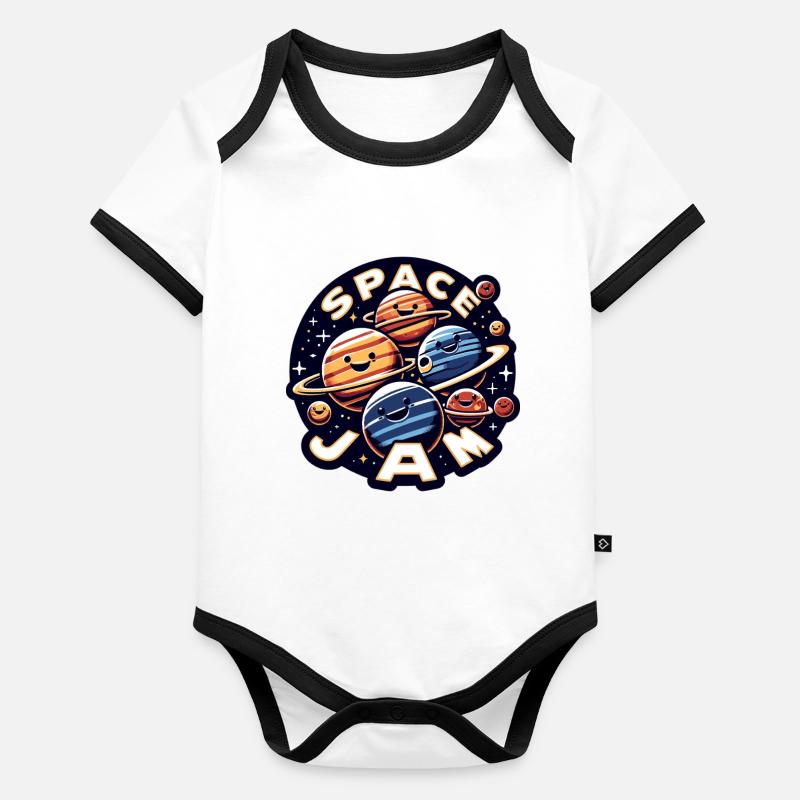 Laughing planets in space Organic Baby Contrasting Bodysuit