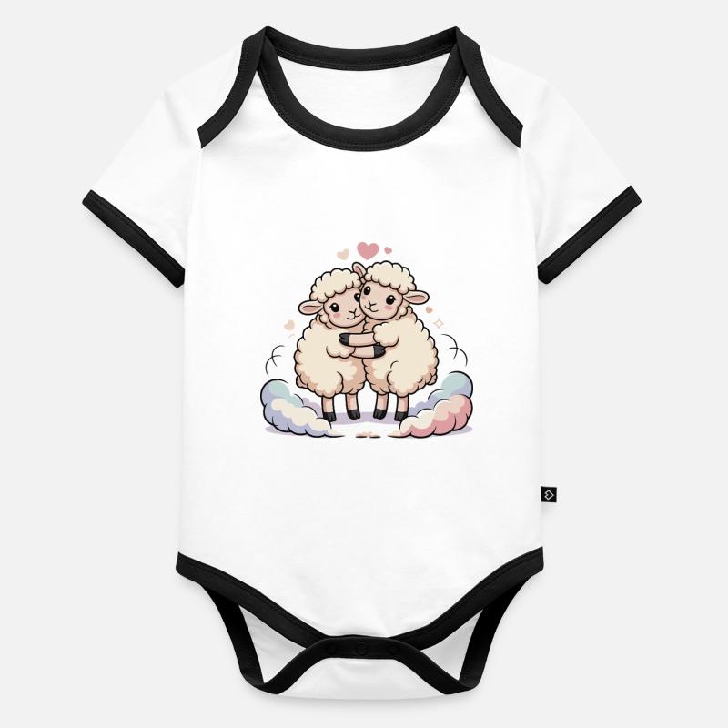 Sheep Couple Heart Organic Baby Contrasting Bodysuit