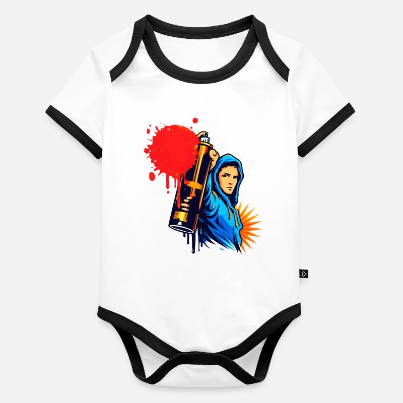 Graffiti Sprayer mit Spraydose im Urban Stil  Baby Bio-Kurzarm-Kontrastbody