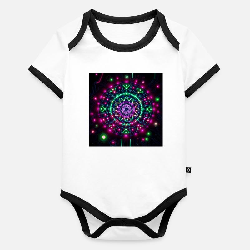 Neon Mandala Cyber Galaxy Pattern Organic Baby Contrasting Bodysuit