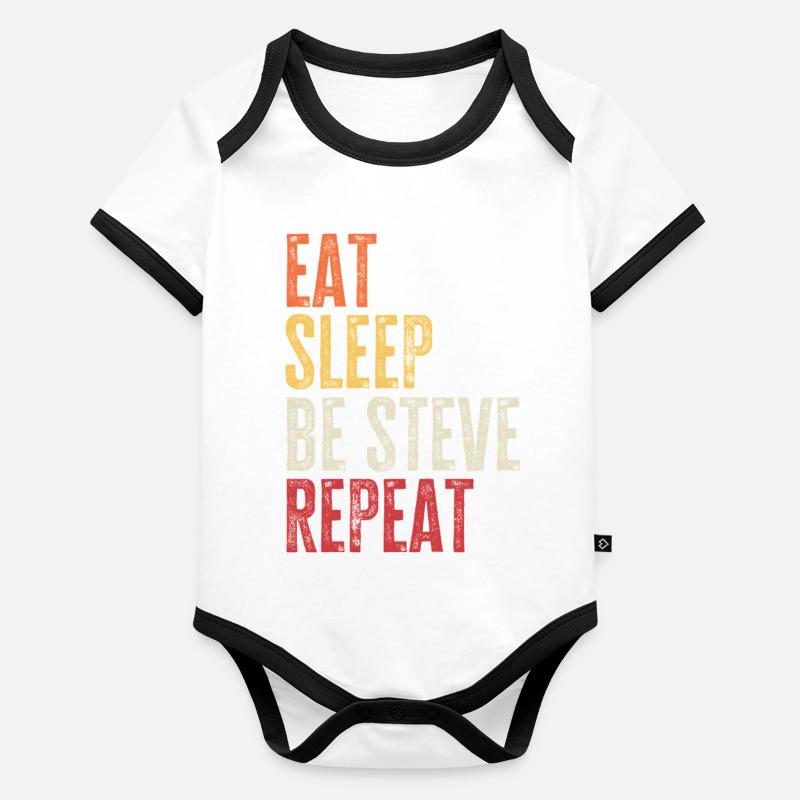 Iss, schlaf, sei Steve, wiederhole Retro-Name Baby Bio-Kurzarm-Kontrastbody