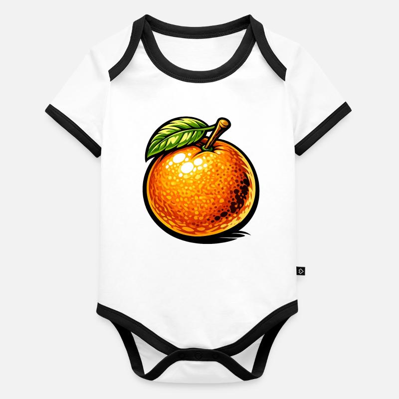 Comic Orange – Fruchtiges Illustrationsdesign 🍊 Baby Bio-Kurzarm-Kontrastbody