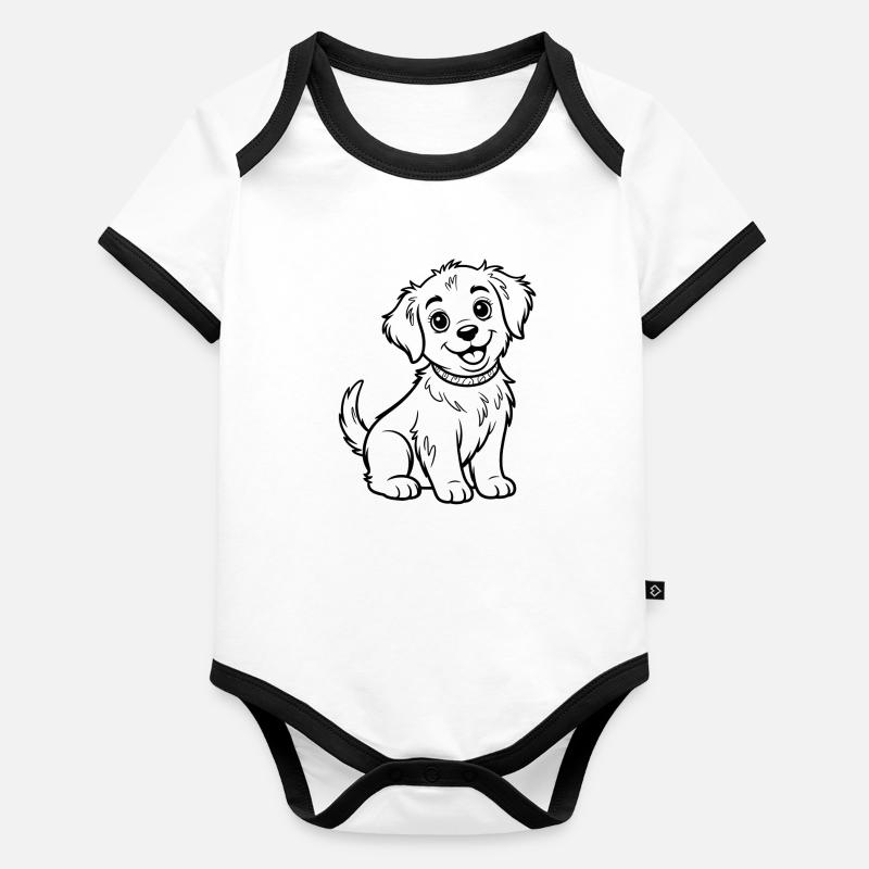 Petit Chiot Chiot Gribouillis Body Bébé bio contrasté manches courtes