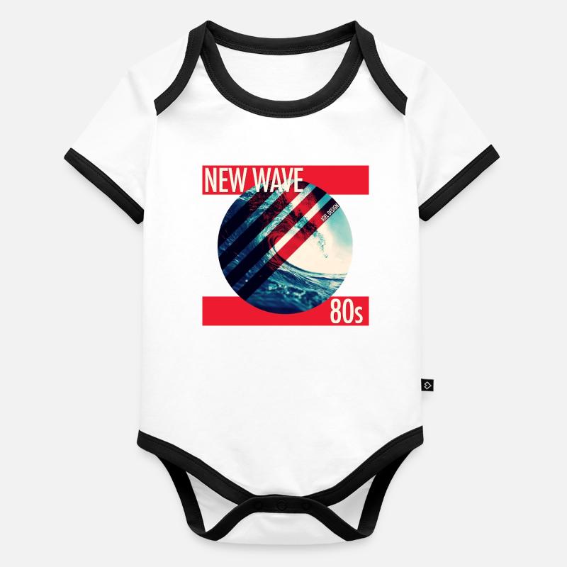 New Wave Neon Surf 80s Organic Baby Contrasting Bodysuit