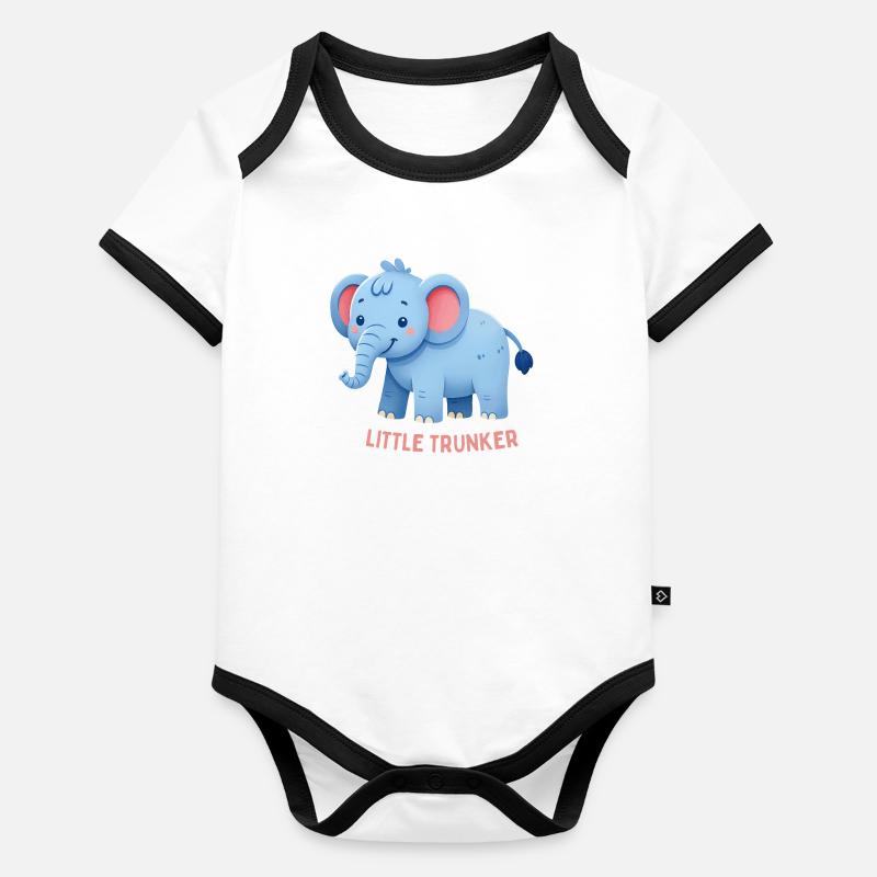 Rosa Ohr-Elefant Baby Bio-Kurzarm-Kontrastbody