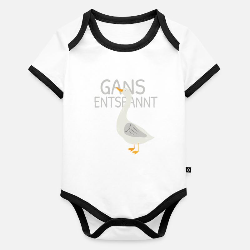 Goose Relaxed – Drôle de jeu de mots Body Bébé bio contrasté manches courtes