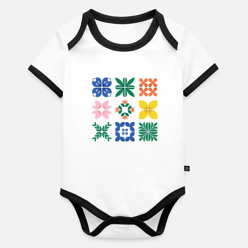 Mosaic Colorful Artwork Organic Baby Contrasting Bodysuit