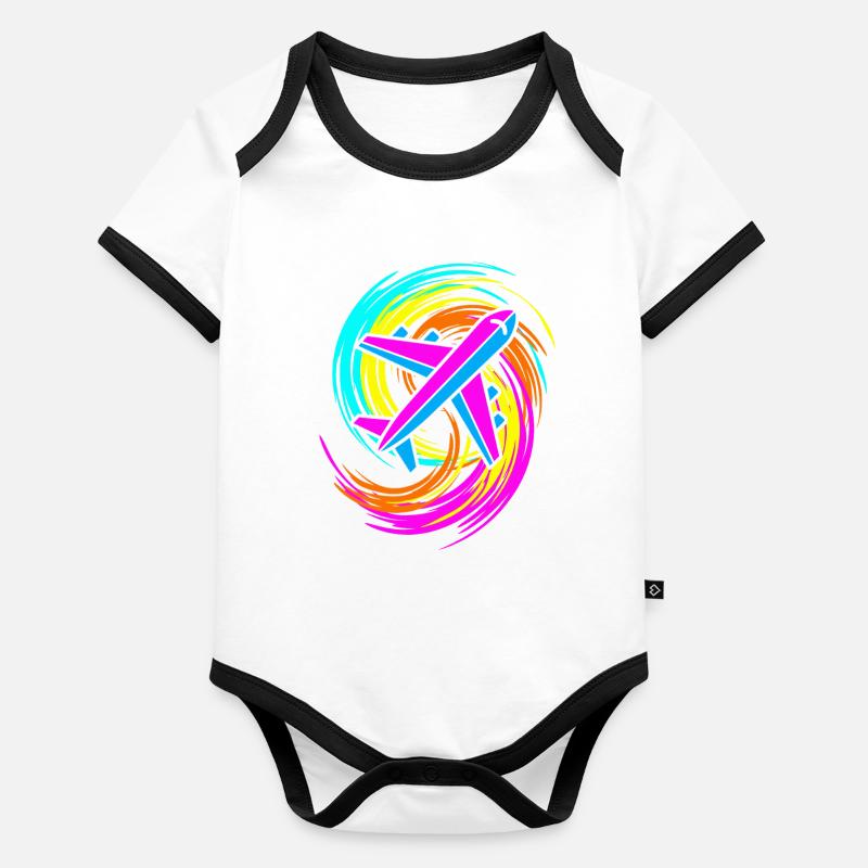 Flugzeug Baby Bio-Kurzarm-Kontrastbody