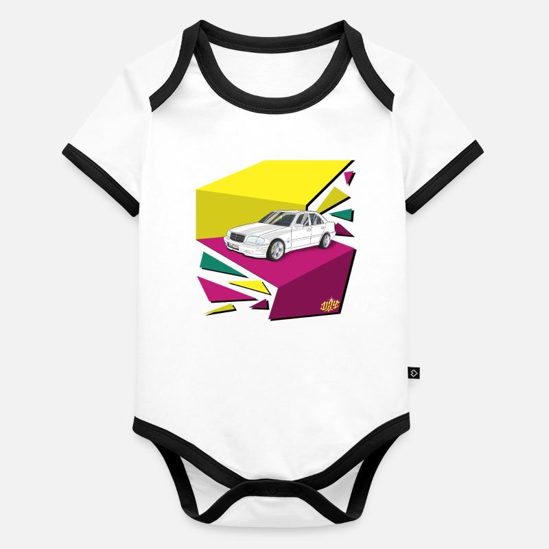 Retro Car Neon Panels 80's Organic Baby Contrasting Bodysuit