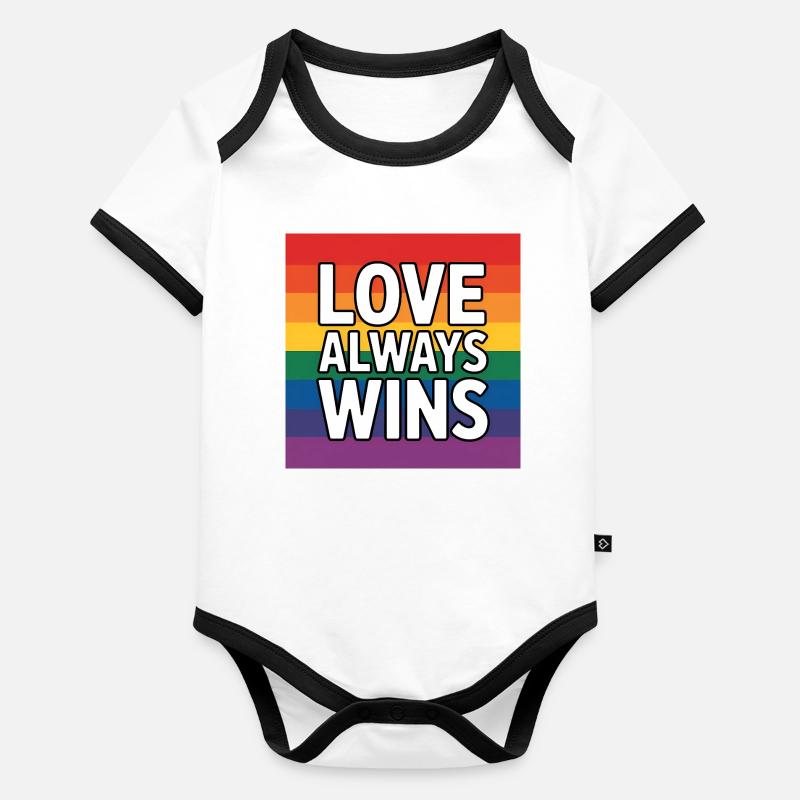 Liebe gewinnt immer – Pride Tee Baby Bio-Kurzarm-Kontrastbody