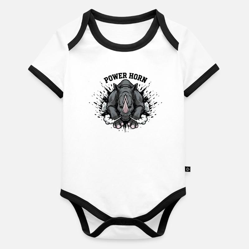 Power Horn Rhinoceros Wild Force Organic Baby Contrasting Bodysuit