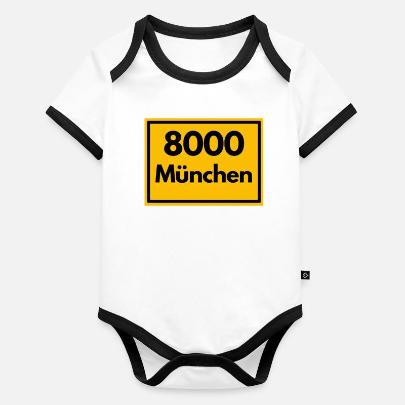 OLD POSTCODE POSTCODE RETRO 8000 MUNICH BAVARIA Organic Baby Contrasting Bodysuit