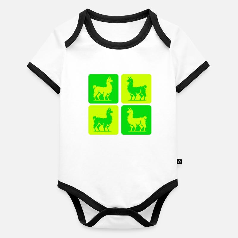 Pop Art des lamas Body Bébé bio contrasté manches courtes