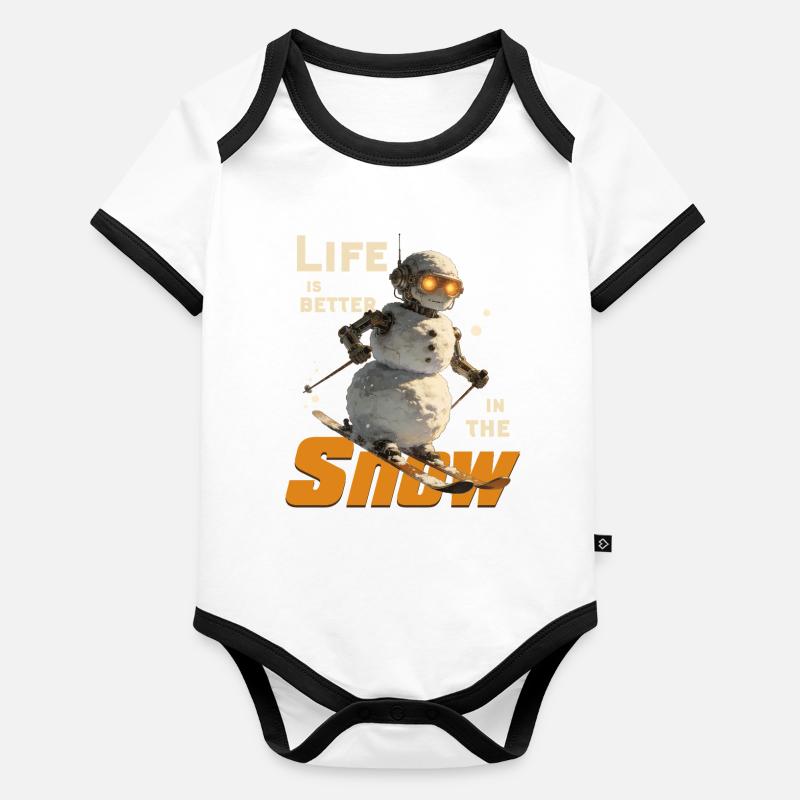 Snowman Ski Adventure Organic Baby Contrasting Bodysuit