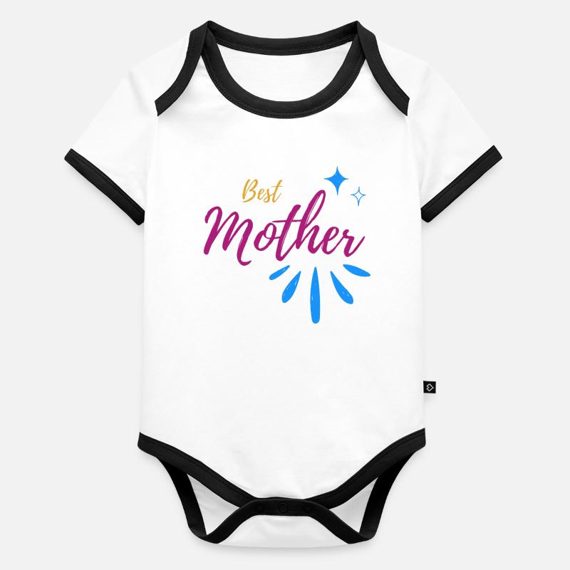 Beste Mutter Schrift mit Funkensprenkel Baby Bio-Kurzarm-Kontrastbody