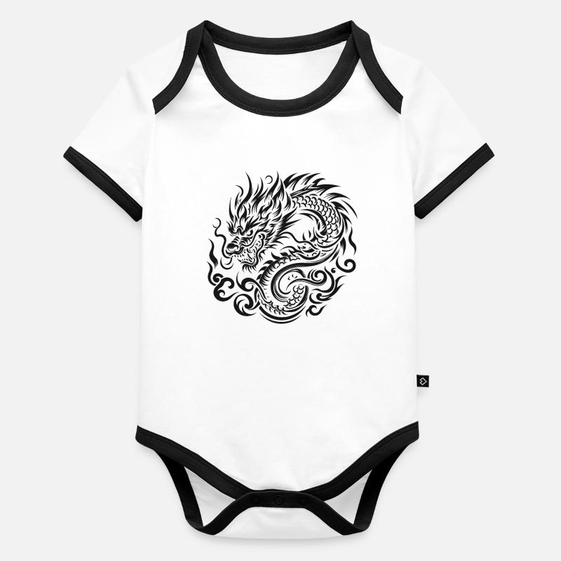 Dragon Circle Yin Organic Baby Contrasting Bodysuit