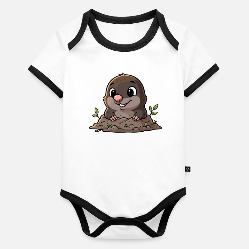 Niedlicher Maulwurf beim Graben Baby Bio-Kurzarm-Kontrastbody