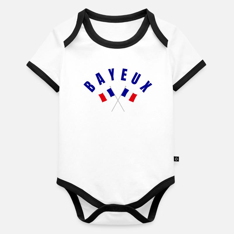 Drapeaux français croisés de Bayeux Emblèmes Body Bébé bio contrasté manches courtes