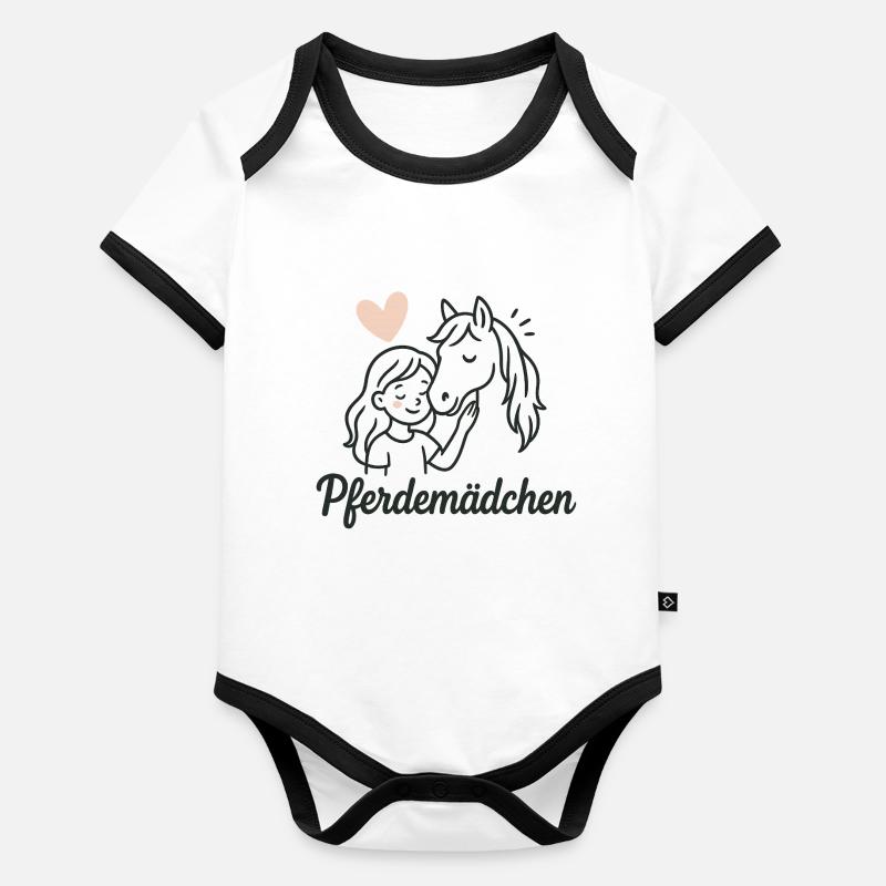 Pferdemädchen Herzenspferd Baby Bio-Kurzarm-Kontrastbody